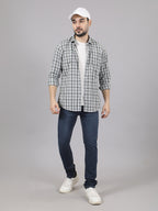 Kompanion Men's Green/White Checks Shirt
