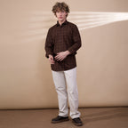 KOMPANION Men's Light Brown Checks Shirt