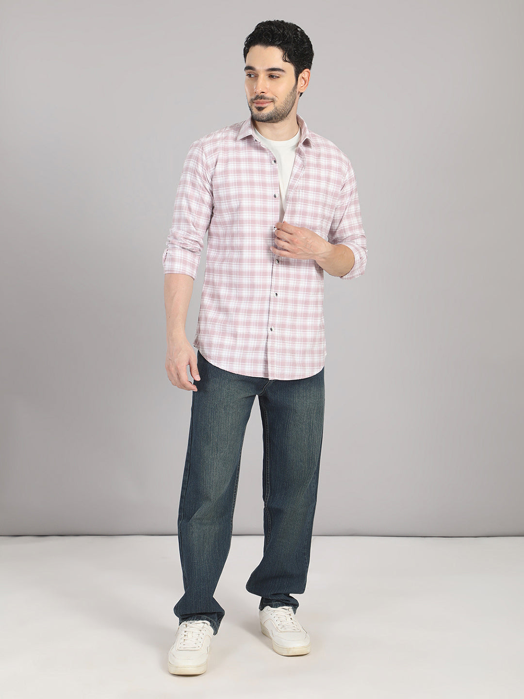 KOMPANION Men's Lilac Checks Shirt
