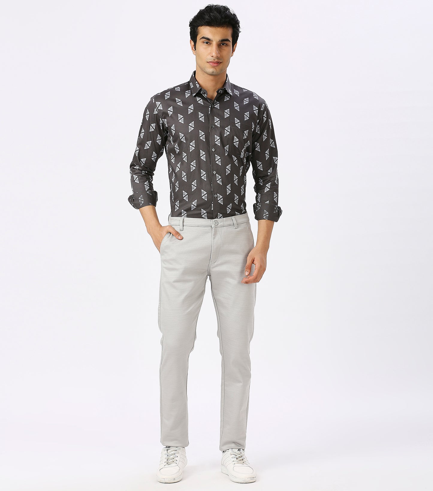 LIGHT GREY PRINT SHIRT