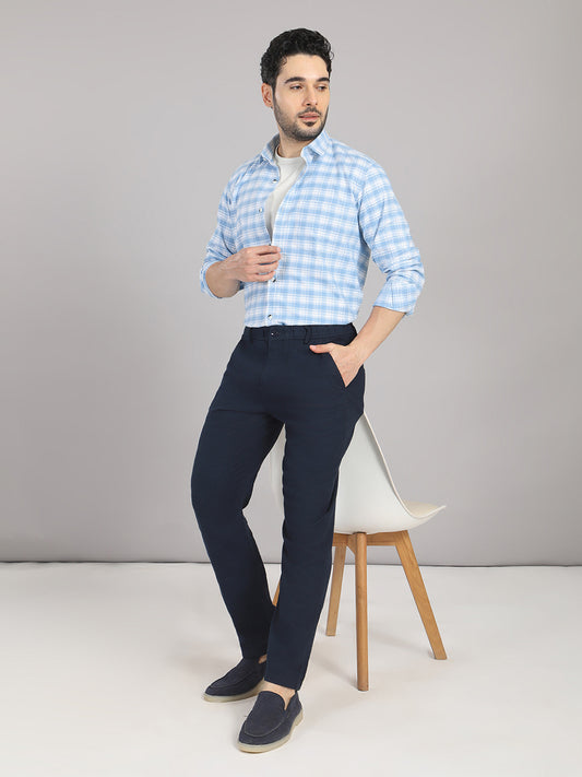 KOMPANION Men's Light Blue Checks Shirt