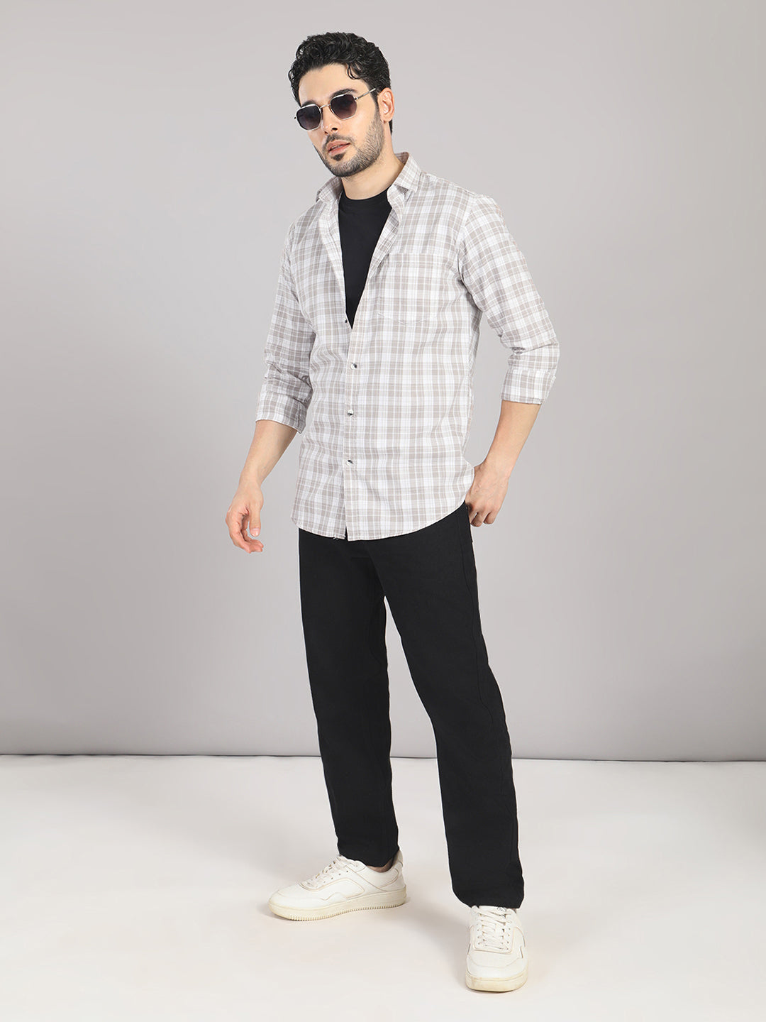 KOMPANION Men's Brown Checks Shirt