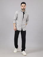 Kompanion Men's Light Brown/White Checks Shirt