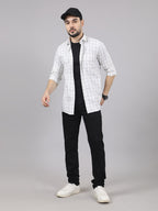 Kompanion Men's White/Beige Checks Shirt