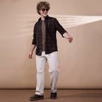 KOMPANION Men's Dark Brown Checks Shirt