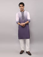 KOMPANION Men's Ombre Style Violet Kurta.
