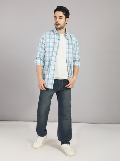 KOMPANION Men's Light Green Checks Shirt