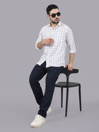 Kompanion Men's Navyblue/White Checks Shirt