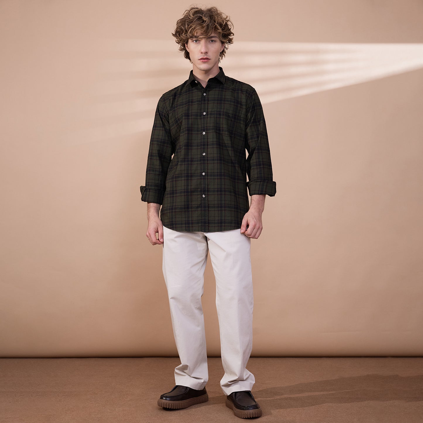 KOMPANION Men's Green Checks Shirt