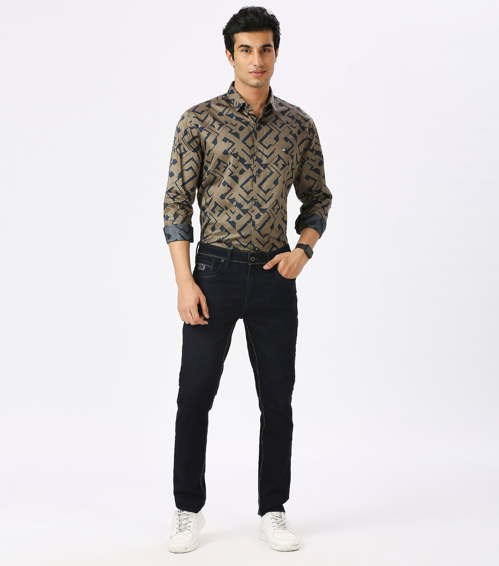 BLUE PRINT SHIRT | Satin