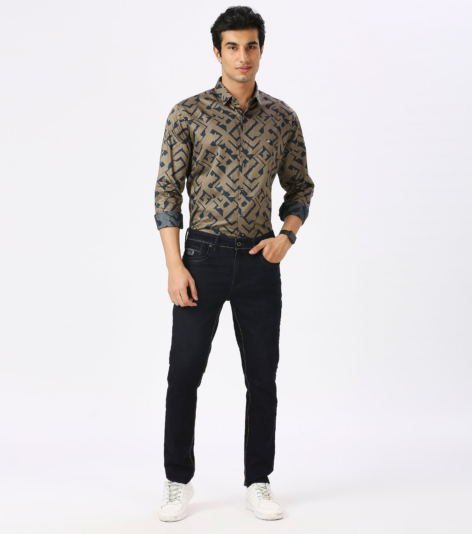 BLUE PRINT SHIRT | Satin