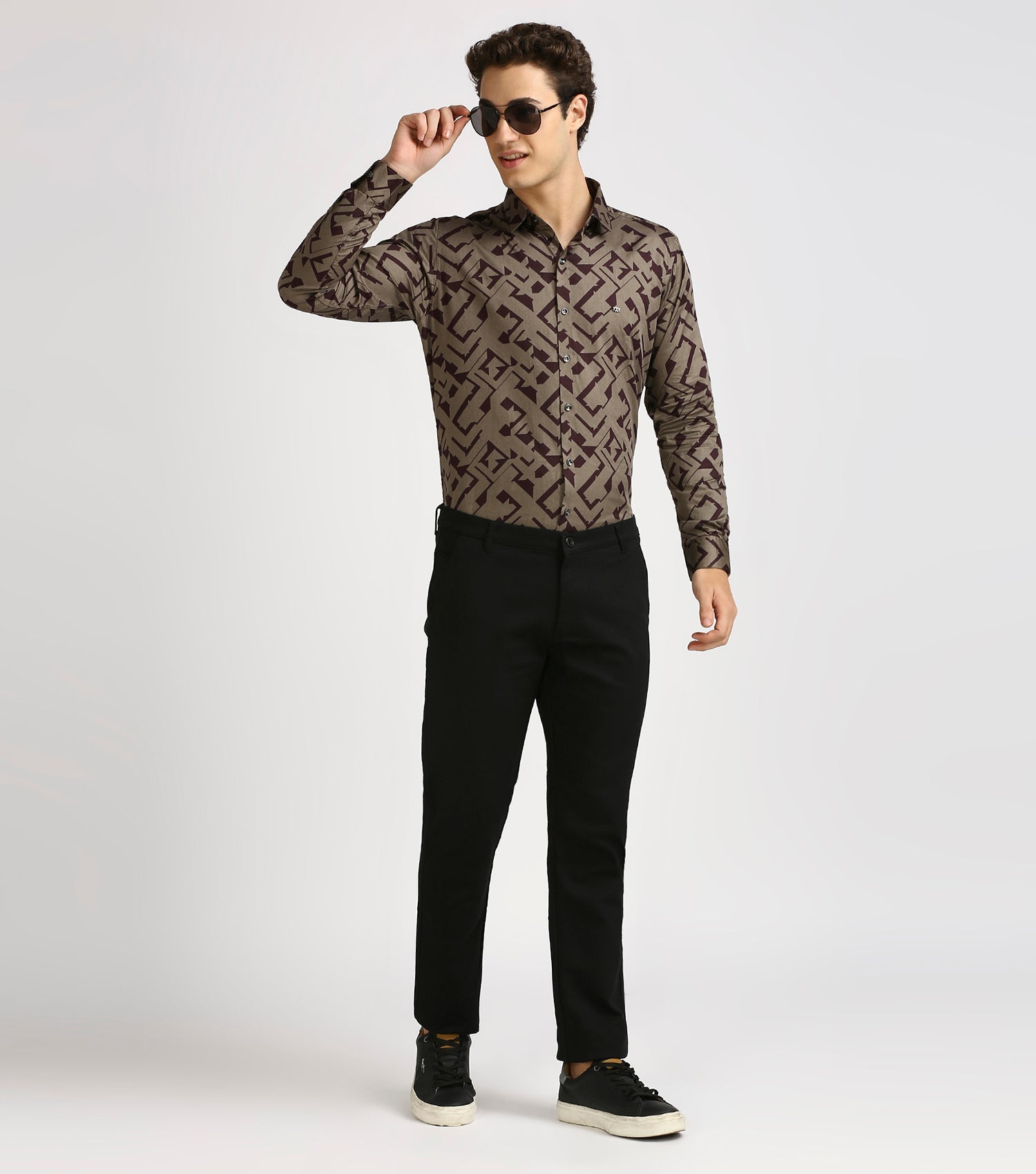 MAROON PRINT SHIRT | Satin