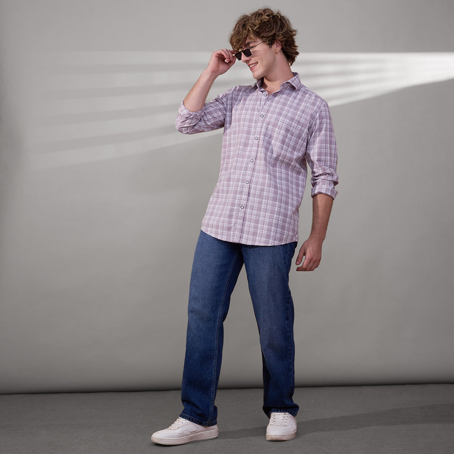 KOMPANION Men's Lilac Checks Shirt