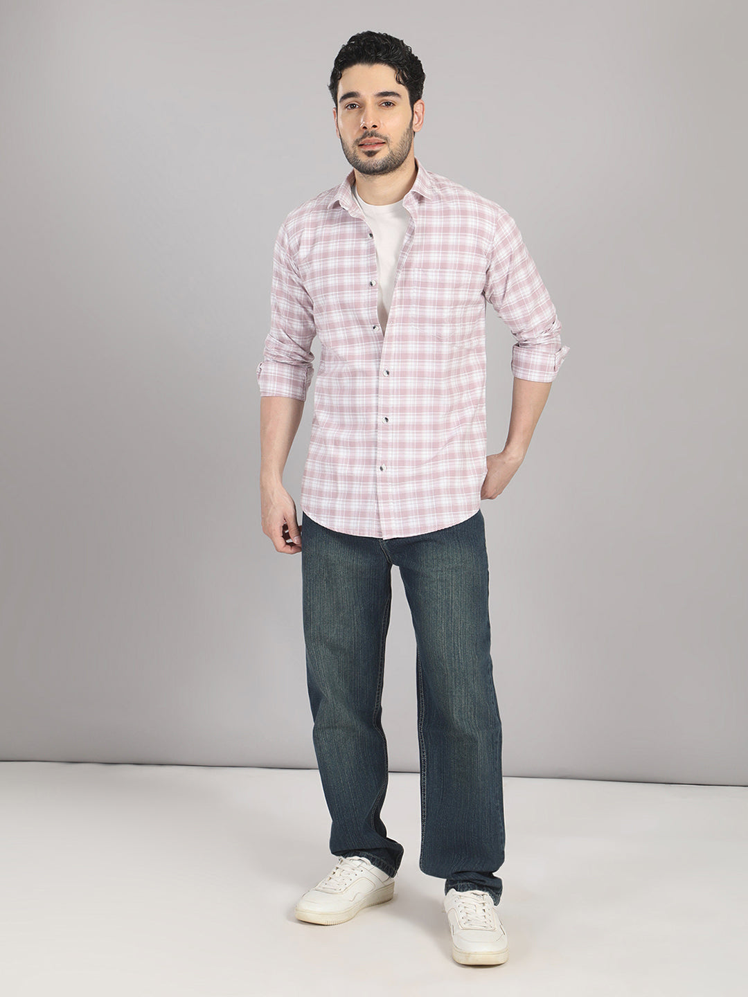 KOMPANION Men's Lilac Checks Shirt