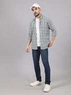 Kompanion Men's Green/White Checks Shirt