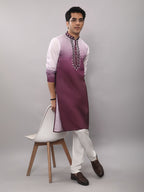 KOMPANION Men's Ombre Style Magenta Kurta