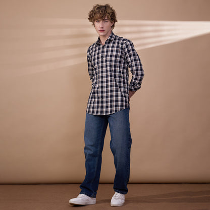 KOMPANION Men's Black/White Checks Shirt