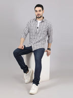 Kompanion Men's Brown/White Checks Shirt