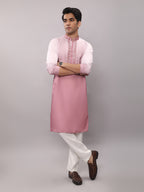 KOMPANION Men's Ombre Style Pink Kurta
