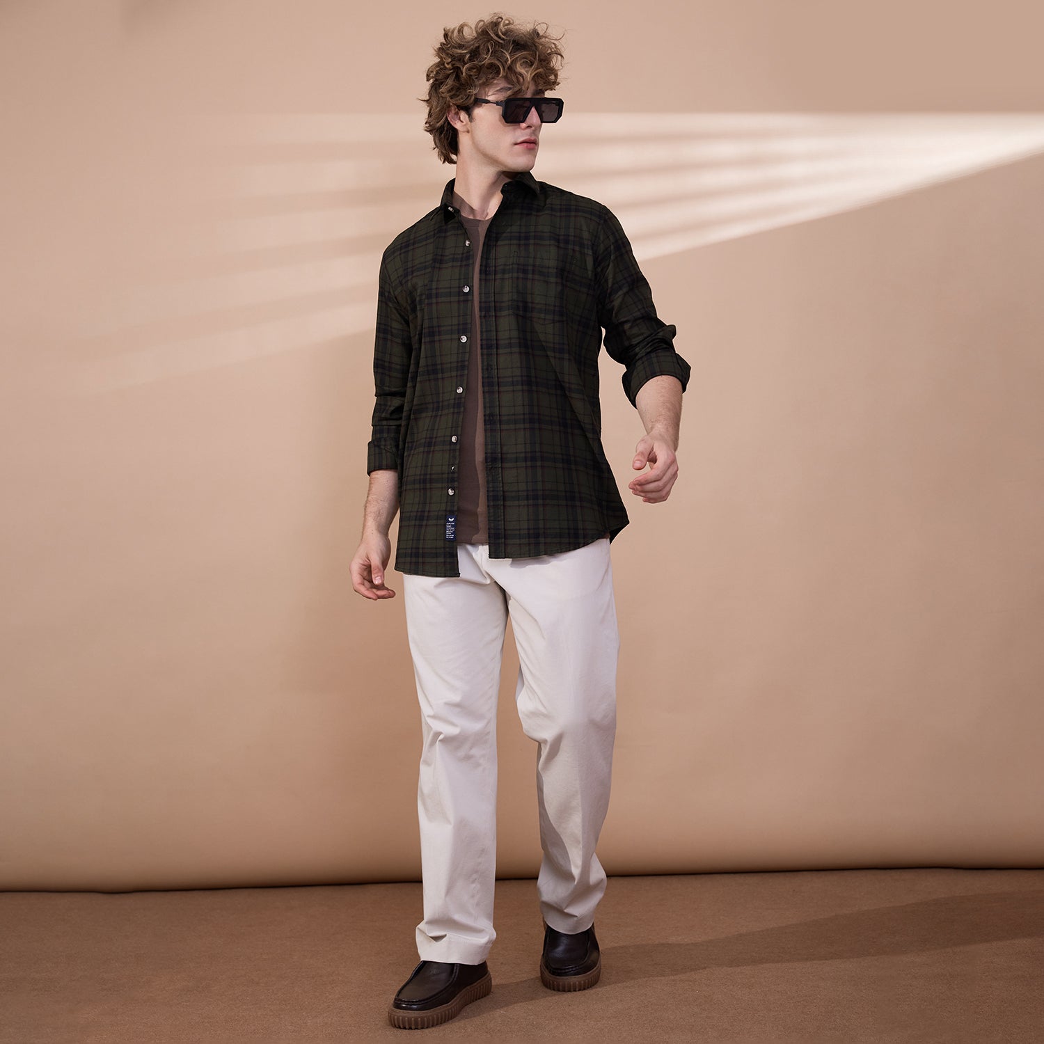 KOMPANION Men's Green Checks Shirt