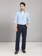 KOMPANION Men's Light Blue Checks Shirt