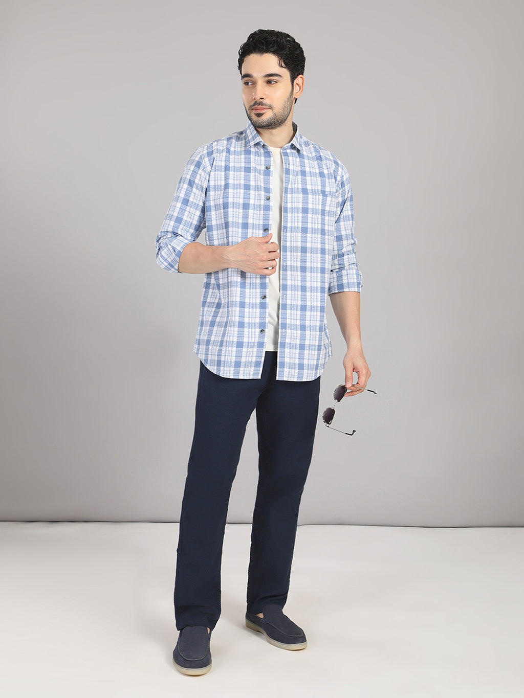 KOMPANION Men's Blue Checks Shirt