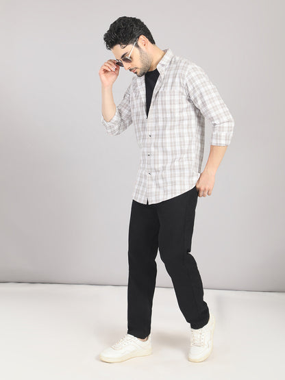 KOMPANION Men's Brown Checks Shirt