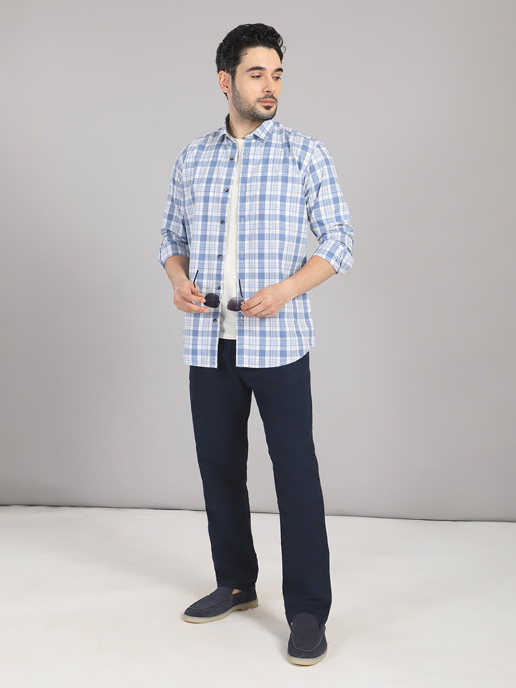 KOMPANION Men's Blue Checks Shirt