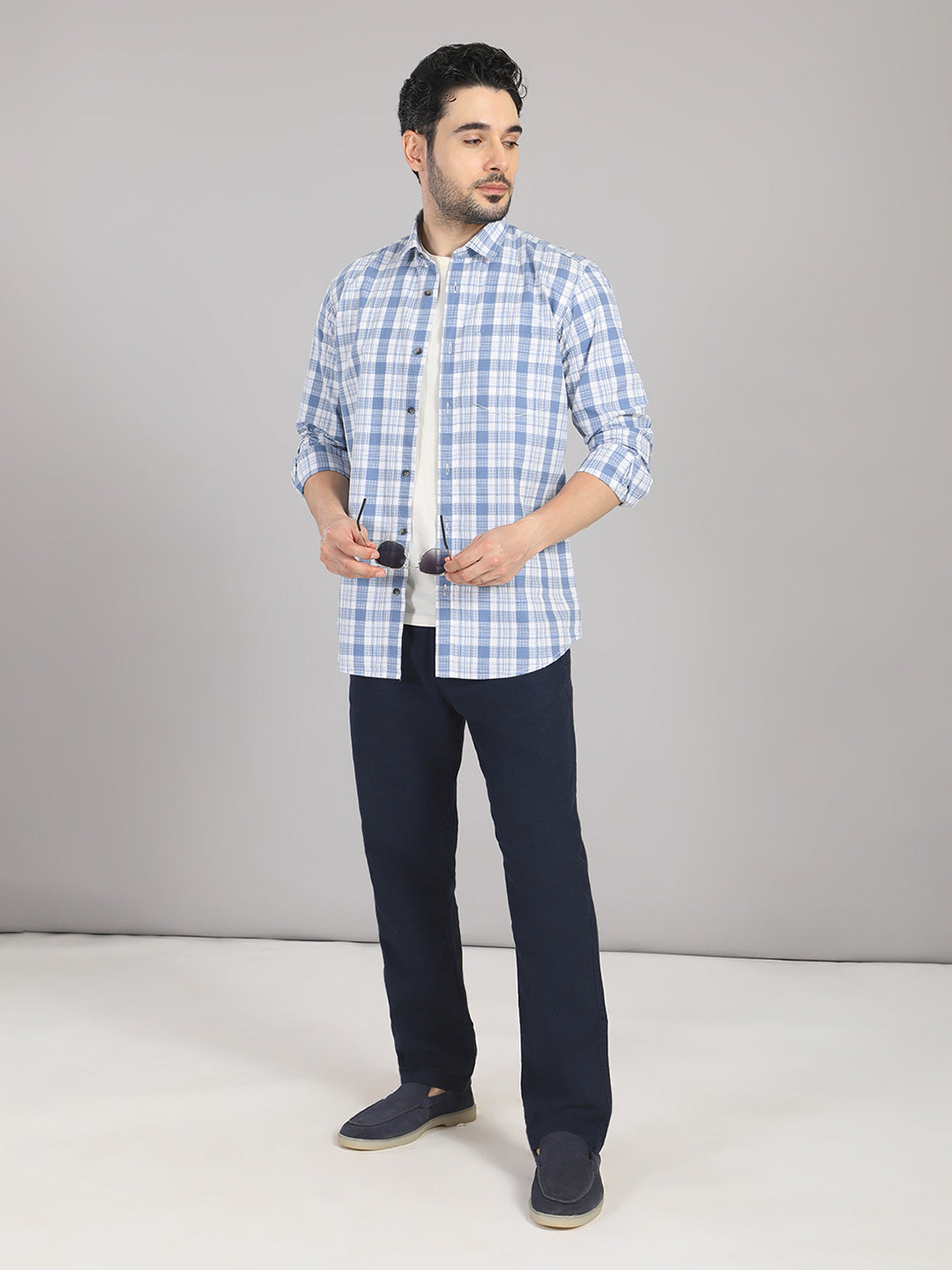 KOMPANION Men's Blue Checks Shirt