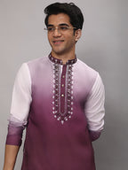 KOMPANION Men's Ombre Style Magenta Kurta