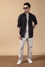 KOMPANION Men's Dark Grey Checks Shirt