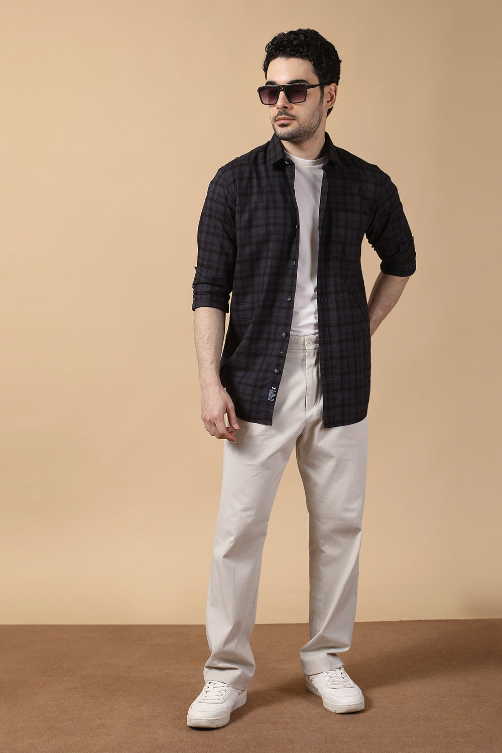 KOMPANION Men's Dark Grey Checks Shirt