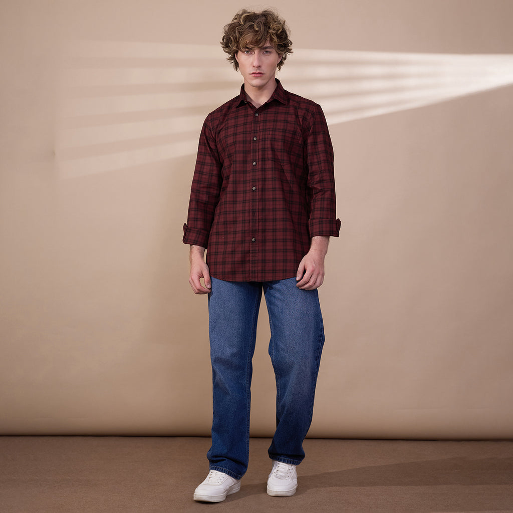 KOMPANION Men's Red Checks Shirt