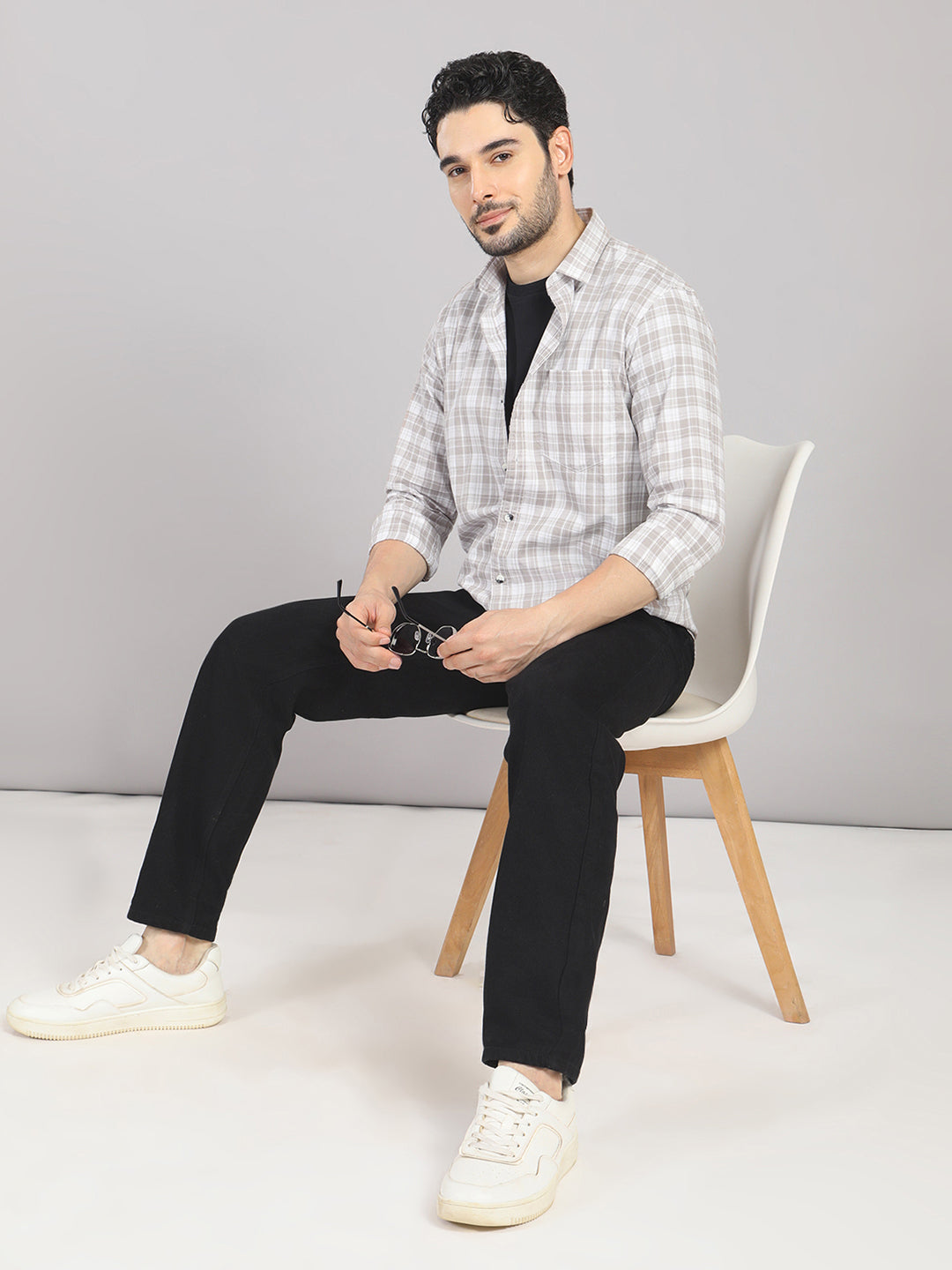 KOMPANION Men's Brown Checks Shirt