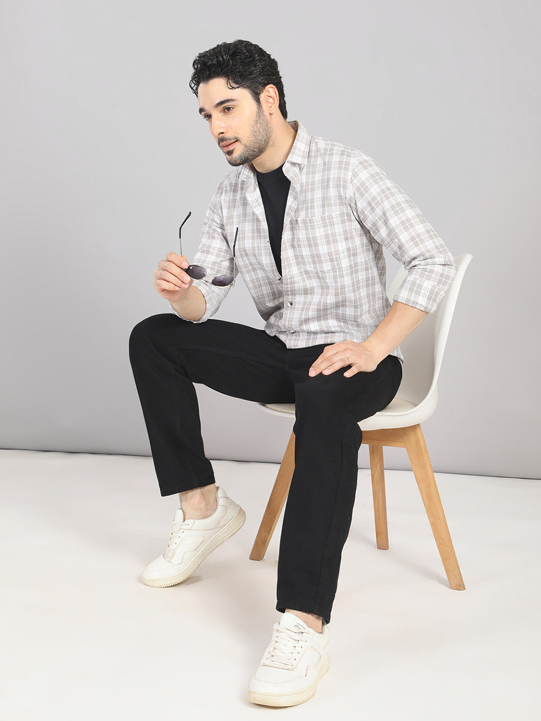 KOMPANION Men's Brown Checks Shirt
