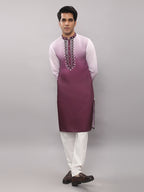 KOMPANION Men's Ombre Style Magenta Kurta