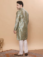 KOMPANION Men's Light Green Digital print Kurta