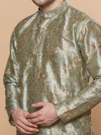KOMPANION Men's Light Green Digital print Kurta