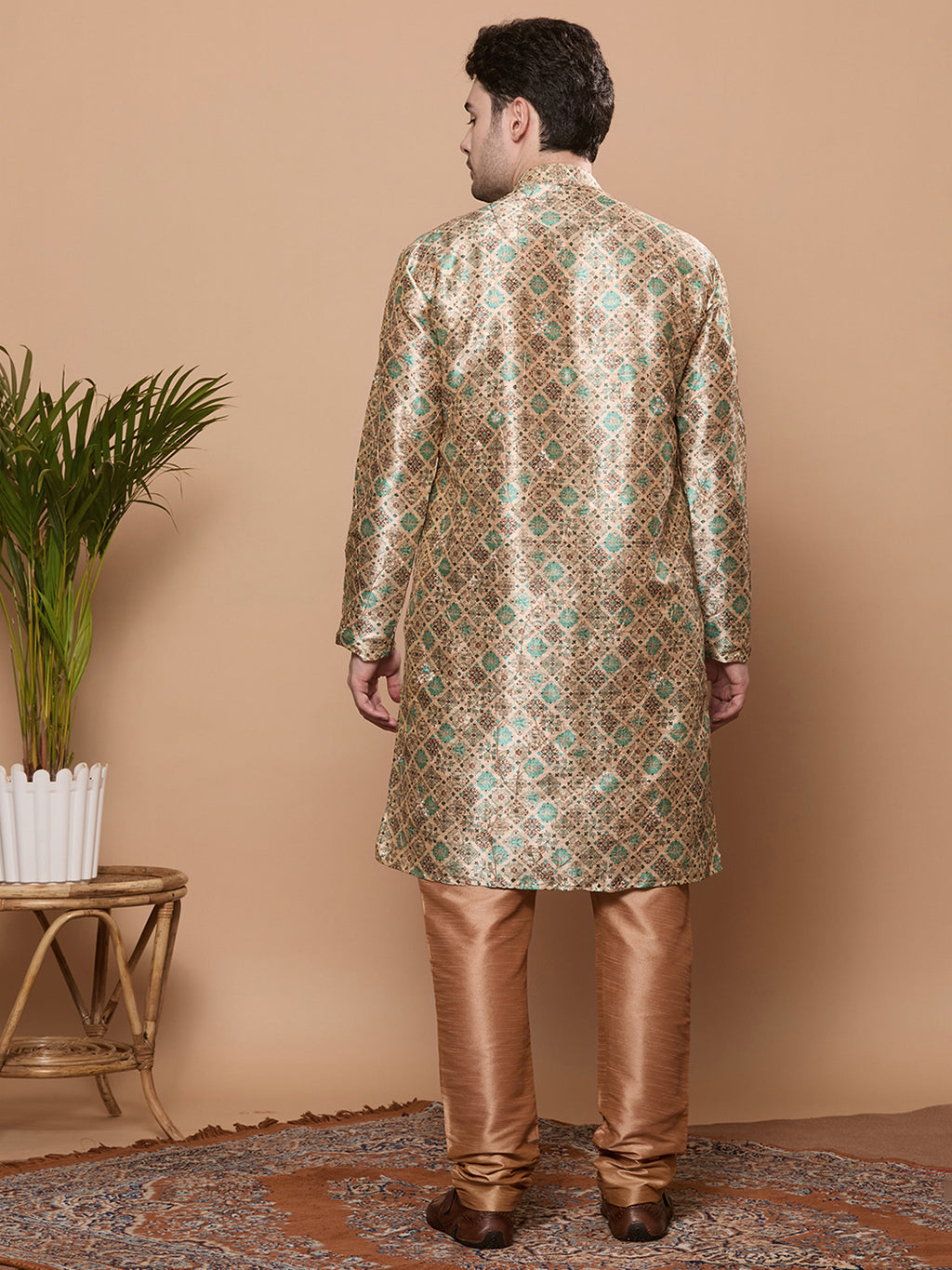 KOMPANION Men's Dark Green Digital print Kurta