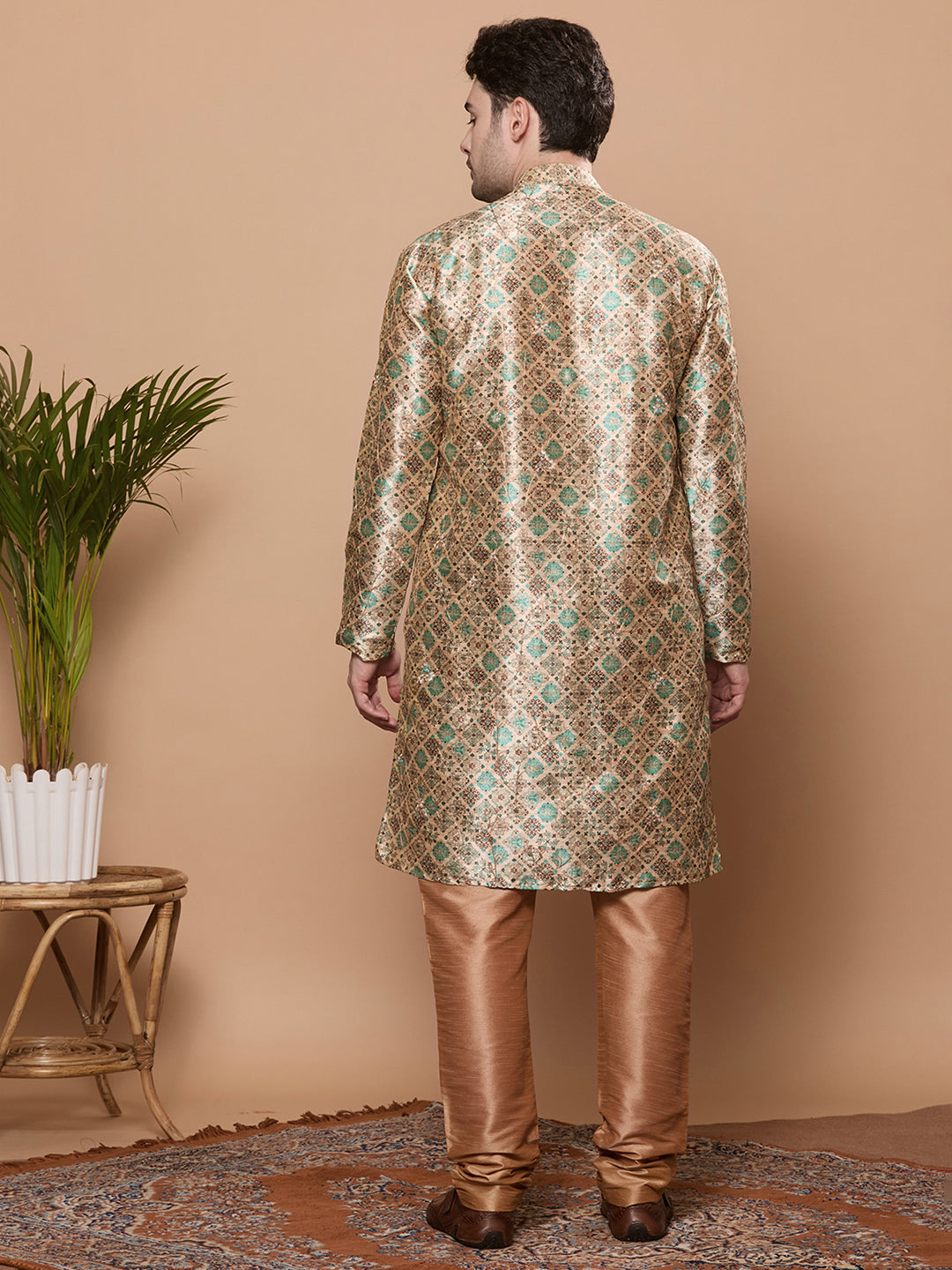KOMPANION Men's Dark Green Digital print Kurta