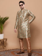 KOMPANION Men's Dark Green Digital print Kurta