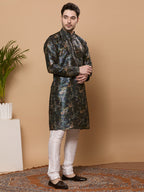 KOMPANION Men's Navy Blue Digital print Kurta