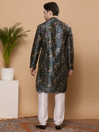 KOMPANION Men's Navy Blue Digital print Kurta