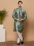 KOMPANION Men's Hunter Green Digital print Kurta