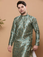 KOMPANION Men's Hunter Green Digital print Kurta