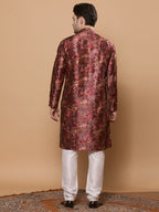 KOMPANION Men's Maroon Digital print Kurta