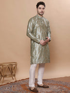 KOMPANION Men's Sea Green Digital print Kurta
