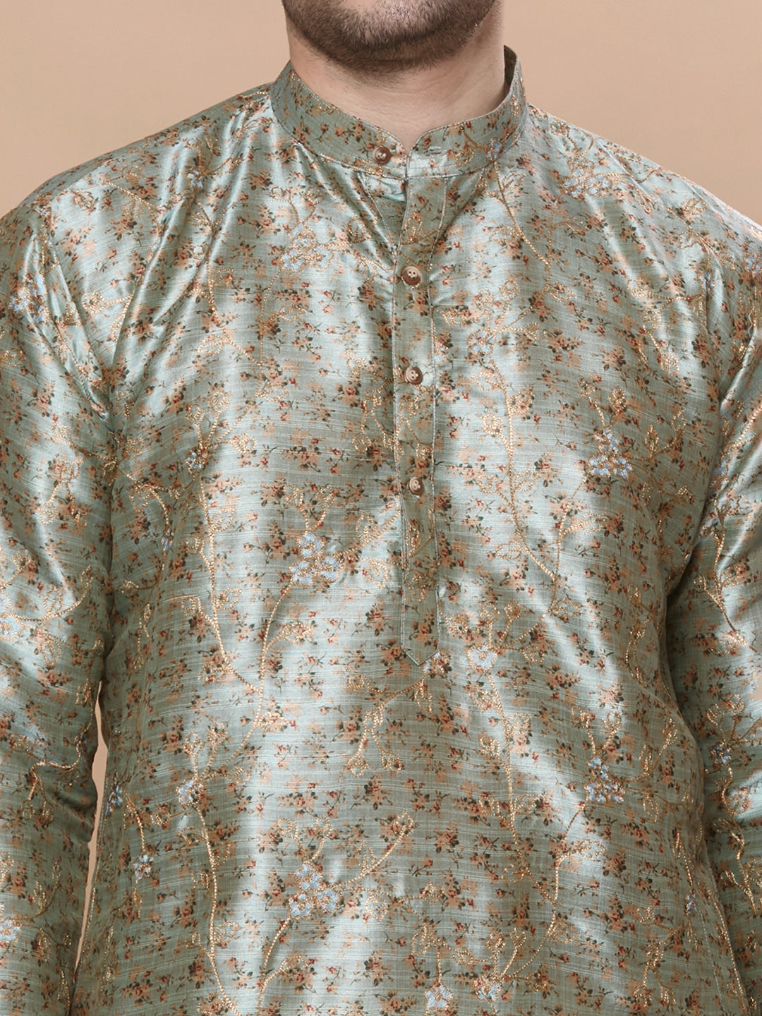 KOMPANION Men's Sea Green Digital print Kurta