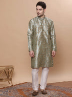 KOMPANION Men's Sea Green Digital print Kurta