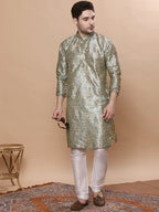 KOMPANION Men's Sea Green Digital print Kurta